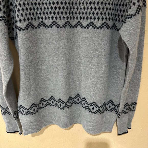 Goodthreads 100% Lambswool Fair Aisle Mens Size Medium Gray Sweater Cozy Holiday - Picture 4 of 9